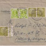 BRD - 5x2 Pfg. Posthorn/Heuss Drucksachenbrief n. USA Hamburg-Blankenese 25.6.54