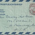 BRD - 60 Pfg. Luftpostfaltbrief n. USA Fellbach - St. Petersburg 21.6.53