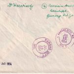 BRD - 2x20 Pfg. Hl. Bonifatius ua Einschreibebrief n. USA Bensheim-Auerbach 1954