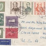 BRD - Wohlfahrt 1955 u.a. Luftpostbrief n. USA Minden - Cleveland 1956