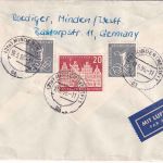 BRD - Wohlfahrt 1955 u.a. Luftpostbrief n. USA Minden - Cleveland 1956