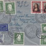 BRD - 5x10 Pfg. Luther u.a. Luftpostbrief/FDC n. USA ESST Hannover 25.7.52
