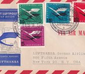 BRD - Lufthansa Erstflug Hamburg/New York Luftpost-Satzbrief 8.6.1955