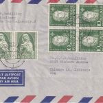 BRD - 2x10 Pfg. Germ. Museum u.a. Luftpostbrief n. USA Heidelberg Chicago 3.9.52