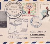 Rumänien - Lufthansa Erstflug Bukarest/München Luftpostbrief 28.8.1967