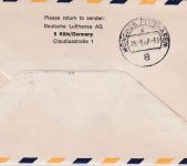 Rumänien - Lufthansa Erstflug Bukarest/München Luftpostbrief 28.8.1967