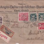 Tschechoslowakei - 100 H. Kettensprenger u.a. Eil-Einschreibebrief Karlsbad 1922