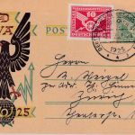 DR - 5 Pfg. Adler Verkehrsausstellung München 1925 amtl. Ganzsache i.d. SCHWEIZ