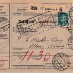 DR - 3x50 Pfg. Adler u.a. Paketkarte i.d. SCHWEIZ Hamburg 6 - Olten 1927