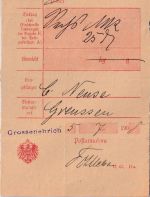 DR - Grossenehrich L1 Post-Einlieferungsschein (PAnw. n. Greussen) 1908