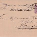 DR - Lorsch im Grossh. Hessen 18.9.81 Ra3 5 Pfg. Ganzsachenkarte n. Langen