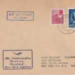 DDR - Lufthansa Erstflug Hamburg/New York Zuleitungspost Berlin NW7 3.6.55