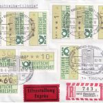 BRD - 10 Pfg. ATM 3x3er-Streifen u.a. Eil-R-Brief SST Ransbach-Baumbach 30.6.82