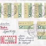 BRD - ATM 6er-Streifen mit versch. Wertstufen Eil-R-Eigenh.-Brief Ransbach1982