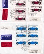 BRD - Jugend 1982 (Oldtimer) 4 FDC/Mehrfachfrankaturen n. ISRAEL portorichtig !!