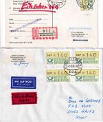 BRD - Automatenmarken (Jan 81 + Jul 82) portorichtige Mehrfachfrankaturen !!