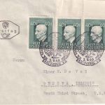 Österreich - 3x40g Anton Bruckner Ersttagsbrief/FDC n. USA ESST Salznurg 3.9.49