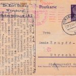 DR - 6 Pfg. AH Ganzsachernkarte n. HOLLAND Würzburg 20.7.43 Zensur + Transorma