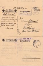 Bayern - 1. bayer. Landwehr-Division 5 versch. "Kriegspostkarten"/Feldpost 1917