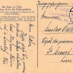 DR - Cöln 11 - 16.8.15 Kriegsgefangenenkarte n. FRANKREICH Zensur Karlsruhe