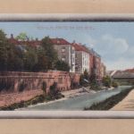 Bayern - Neu-Ulm Partie an der Insel farb. Passepartout-AK ca. 1910/15