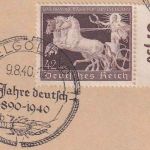 DR - 42 Pfg. Braunes Band Oberrandstück/Blankokarte SST Helgoland 1940
