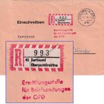 BRD - Dortmund OPD Postsache/Einschreibebrief Briefermittlungsstelle 1976