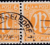 AM-Post - 6 Pfg. dt. Druck Mi.Nr. 20Cz gestempelt waagr. Paar gepr. BPP