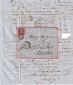 Bayern - 6 Kr. Quadrat braun Brief v. Barmen (!) 2x gMR 243 Nürnberg 18.4.1855