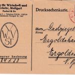 DR-Infla - Stuttgart No.8 7 MRZ Franco 20M Drucksachenkarte n. Ergoldsbach 1923