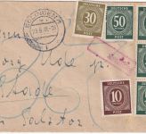All.Bes./Währungsreform - 4x50+30+10 Pfg Ziffer Brief Solingen 29.6.48 Nachporto