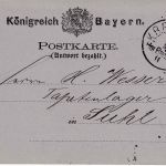 Bayern - Hof BBG NBG Bahnpost Ganzsachenkarte Hof - Suhl 1882