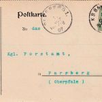 Bayern - Hof Regensburg 5 Bahnpost Karte Wiesau - Parsberg 1907