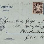 Bayern - Langmeil Münster Bahnpost-K1 2 Pfg. Germania Ganzsache/MIF Bayern 1903