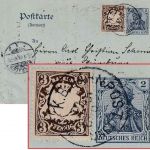 Bayern - Langmeil Münster Bahnpost-K1 2 Pfg. Germania Ganzsache/MIF Bayern 1903