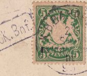 Bayern - Bischofsgrün Neuenmarkt III Bahnpost K1 Übernahme Berneck Karte 1899