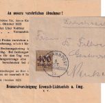 DR-Infla - Neuses b. Kronach Weissenburg Bahnpost K1 Drucksache 6.10.23