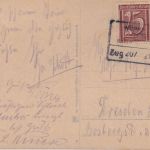 DR-Infla - Nürnberg Hof Zug 207 apt. Bahnpost-Ra4 AK Maintal n. Dresden 1922