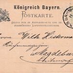 Bayern - Nürnberg Bamberg Hof II Bahnpost-K1 3 Pfg. Ganzsachenkarte ca. 1890