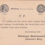 Bayern - Nürnberg Bamberg Hof II Bahnpost-K1 3 Pfg. Ganzsachenkarte ca. 1890