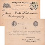 Bayern - Nürnberg Bamberg Hof II Bahnpost-K1 3 Pfg. Ganzsachenkarte ca. 1890