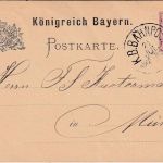 Bayern - Nürnberg München II Bahnpost-K1 5 Pfg. Ganzsache n. München 1883