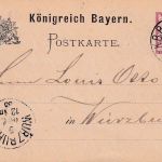 Bayern - Saalfeld Nürnberg II Bahnpost-K1 5 Pfg. Ganzsache n. Würzburg 1888