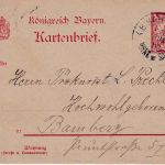 Bayern - Nürnberg Saalfeld II Bahnpost-K1 10 Pfg. Ganzsachenkartenbrief Fürth