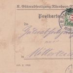 Bayern - Nürnberg III Eger Bahnpost-K1 Dienstkarte Nürnberg - Mitterteich 1911