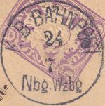 Bayern - Nürnberg Würzburg Bahnpost-K1 5 Pfg. Ganzsache n. Fürth 1877