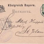 Bayern - Mannheim Neunkirchen Bahnpost-K1 5 Pfg. Ganzsache Landstuhl -1900