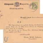 Bayern - Weissenburg Mainz Bahnpost-K1 3 Pfg. Ganzsache/Vertreteravis Neustadt