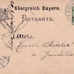 Bayern - Weissenburg Ludwigshafen Bahnpost-K1 5 Pfg. Ganzsache Neustadt 1899