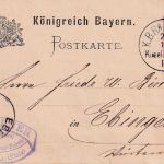 Bayern - Kusel Landstuhl CII Bahnpost-K1 5 Pfg. Ganzsache Kusel - Ebingen 1885